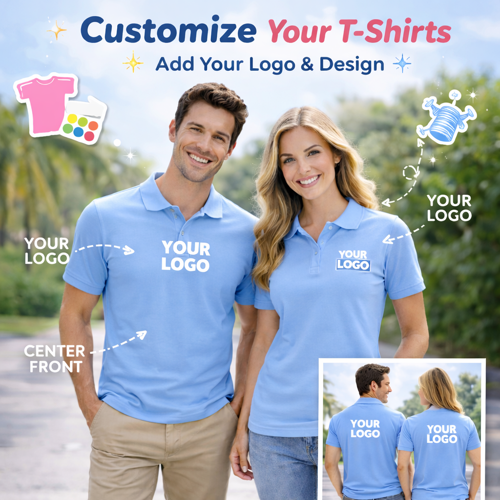 Customized Sky Blue Polo | Breathable & Quick-Dry