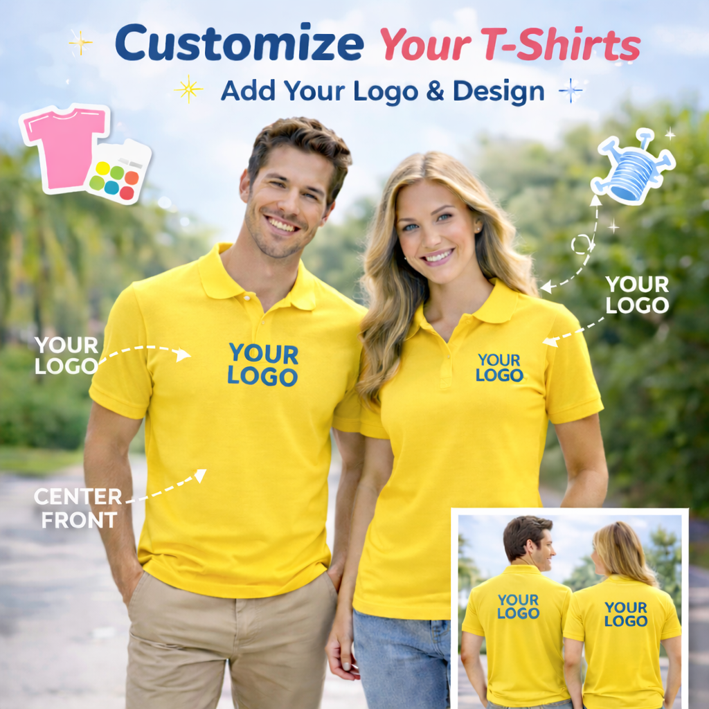 Customized Yellow Polo T-Shirt | Breathable & Quick-Dry